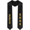 Custom Acacia Greek Diagonal Lettered Graduation Sash Stole with Year(Black)