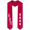 Custom Alpha Omicron Pi AOII Greek Diagonal Lettered Graduation Sash Stole with Year(Red)