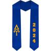 Custom Delta Upsilon DU Greek Diagonal Lettered Graduation Sash Stole with Year(Royal Blue)