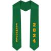 Custom Farmhouse Greek Diagonal Lettered Graduation Sash Stole with Year(Kelly Green)