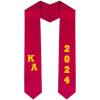 Custom Kappa Alpha Greek Diagonal Lettered Graduation Sash Stole with Year(Red)
