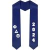 Custom Phi Delta Theta Greek Diagonal Lettered Graduation Sash Stole with Year(Navy Blue)