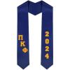 Custom Pi Kappa Phi PI PHI Greek Diagonal Lettered Graduation Sash Stole With Year(Navy Blue)
