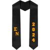 Custom Sigma Nu Greek Diagonal Lettered Graduation Sash Stole With Year(Black)