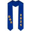 Custom Theta Phi Alpha Greek Diagonal Lettered Graduation Sash Stole with Year(Royal Blue)