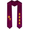 Custom Theta Tau Greek Diagonal Lettered Graduation Sash Stole with Year(Maroon)