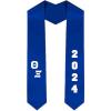Custom Theta Xi Greek Diagonal Lettered Graduation Sash Stole with Year(Royal Blue)
