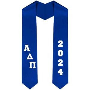 Custom Alpha Delta Pi Greek Diagonal Lettered Graduation Sash Stole with Year(Royal Blue)