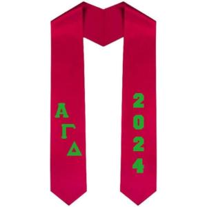Custom Alpha Gamma Delta Greek Diagonal Lettered Graduation Sash Stole with Year(Red)