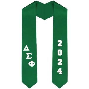 Custom Delta Sigma Phi Greek Diagonal Lettered Graduation Sash Stole with Year(Kelly Green)