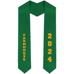 Custom Farmhouse Greek Diagonal Lettered Graduation Sash Stole with Year(Kelly Green)