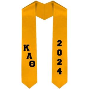 Custom Kappa Alpha Theta Greek Diagonal Lettered Graduation Sash Stole with Year(Gold)