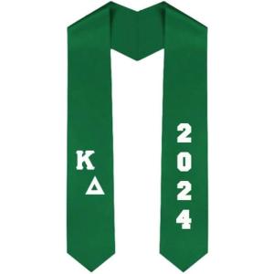 Custom Kappa Delta Greek Diagonal Lettered Graduation Sash Stole with Year(Kelly Green)