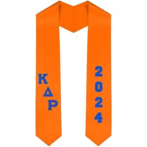 Custom Kappa Delta Rho Greek Diagonal Lettered Graduation Sash Stole with Year(Orange)