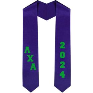 Custom Lambda Chi Alpha Greek Diagonal Lettered Graduation Sash Stole with Year(Purple)