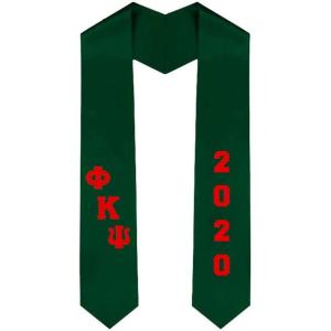 Custom Phi Kappa Psi Greek Diagonal Lettered Graduation Sash Stole with Year(Forest Green)