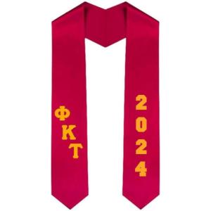 Custom Phi Kappa Tau Greek Diagonal Lettered Graduation Sash Stole with Year(Red)