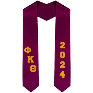 Custom Phi Kappa Theta Greek Diagonal Lettered Graduation Sash Stole with Year(Black)