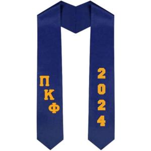 Custom Pi Kappa Phi PI PHI Greek Diagonal Lettered Graduation Sash Stole With Year(Navy Blue)