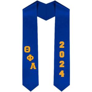 Custom Theta Phi Alpha Greek Diagonal Lettered Graduation Sash Stole with Year(Royal Blue)