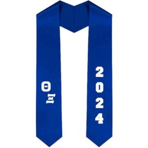 Custom Theta Xi Greek Diagonal Lettered Graduation Sash Stole with Year(Royal Blue)