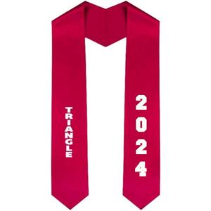 Custom Triangle Greek Diagonal Lettered Graduation Sash Stole with Year(Red)