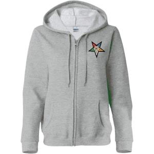 Order of Eastern Star Crest Patch Full Zippered Hoody(Athletic Grey)