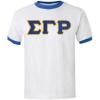 Sigma Gamma Rho Ringer T-Shirt, Applique(White/Royal Blue)