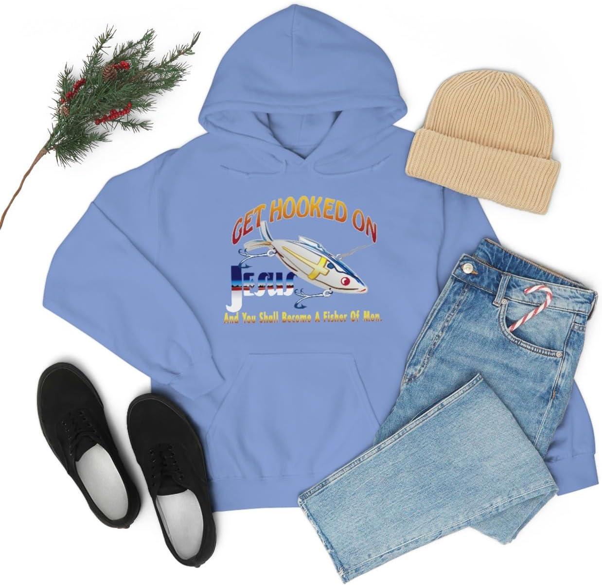 imageGet Hooked On Jesus Christian Hoodie SweatshirtCarolina Blue