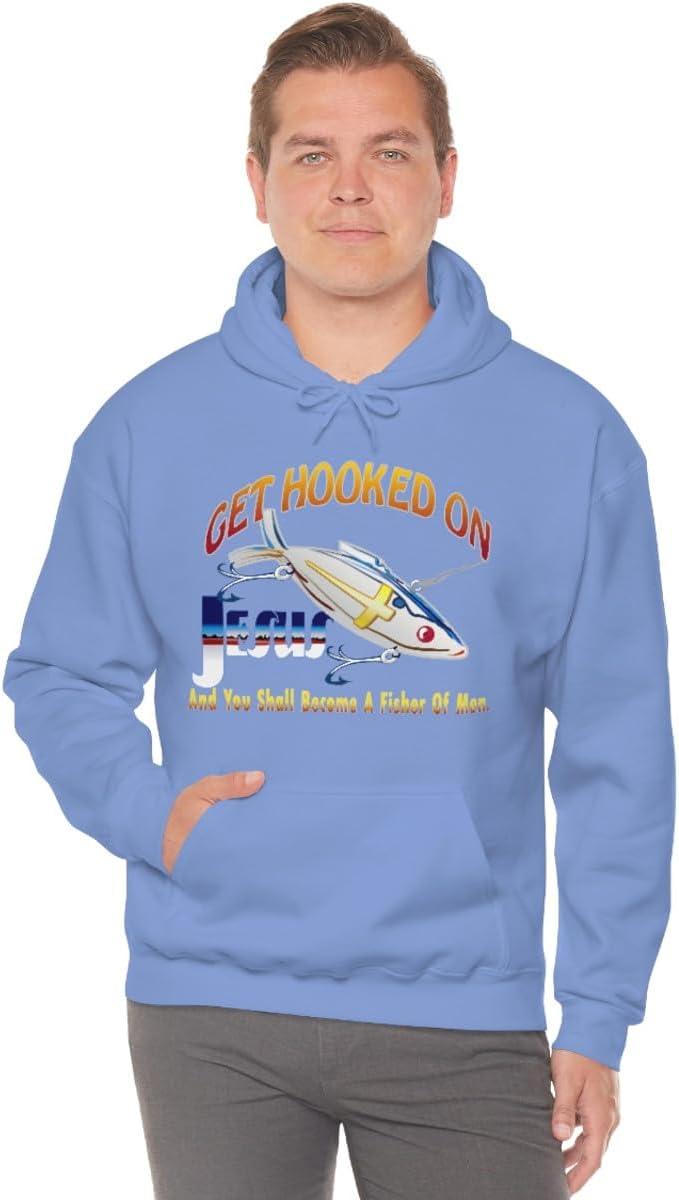 imageGet Hooked On Jesus Christian Hoodie SweatshirtCarolina Blue