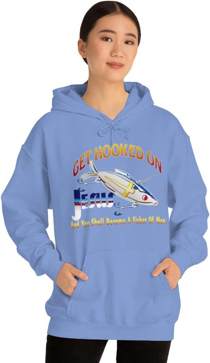 imageGet Hooked On Jesus Christian Hoodie SweatshirtCarolina Blue