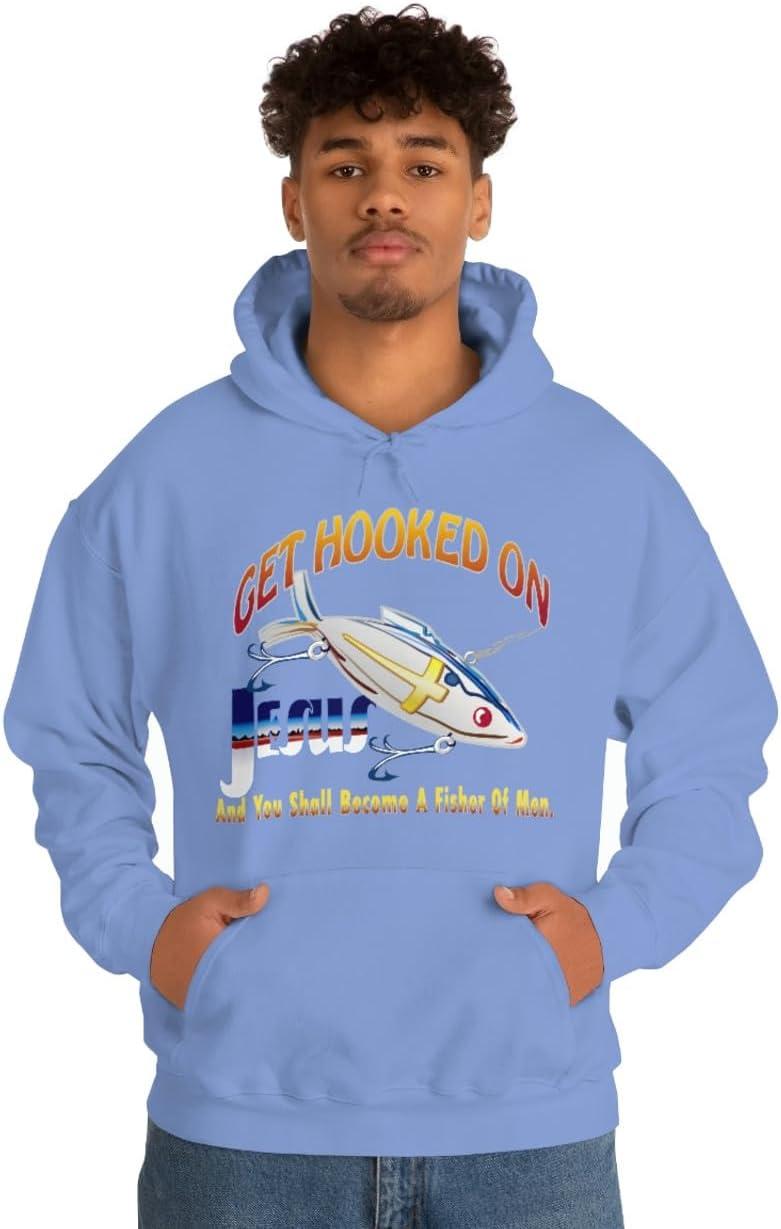 imageGet Hooked On Jesus Christian Hoodie SweatshirtCarolina Blue