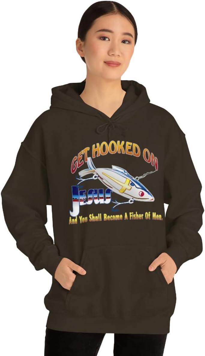 imageGet Hooked On Jesus Christian Hoodie SweatshirtDark Chocolate
