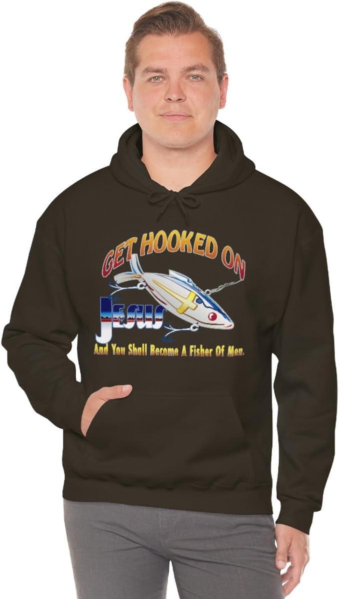 imageGet Hooked On Jesus Christian Hoodie SweatshirtDark Chocolate