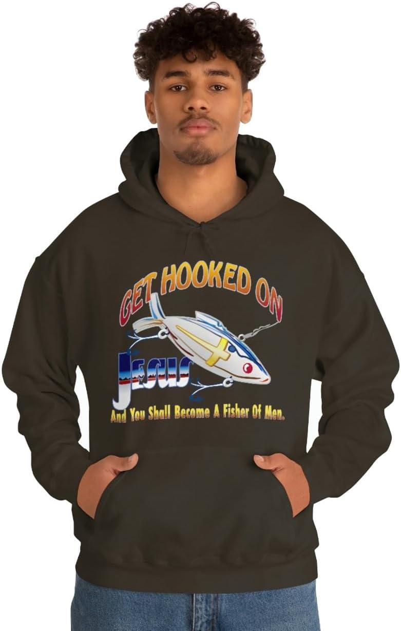 imageGet Hooked On Jesus Christian Hoodie SweatshirtDark Chocolate