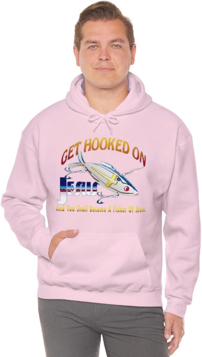 imageGet Hooked On Jesus Christian Hoodie SweatshirtLight Pink