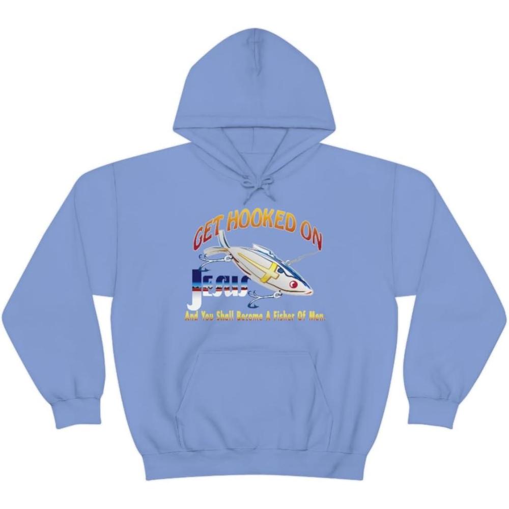 imageGet Hooked On Jesus Christian Hoodie SweatshirtCarolina Blue