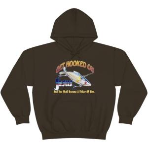 Get Hooked On Jesus – Christian Hoodie Sweatshirt(Dark Chocolate)
