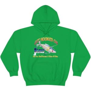 Get Hooked On Jesus – Christian Hoodie Sweatshirt(Irish Green)