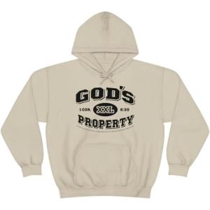 God’s Property – Christian Hoodie Sweatshirt(Sand)