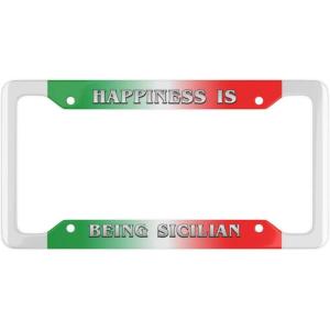 Happiness is Being Sicilian License Plate Frames