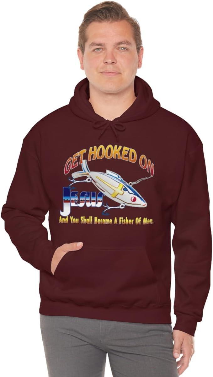 imageGet Hooked On Jesus Christian Hoodie SweatshirtMaroon