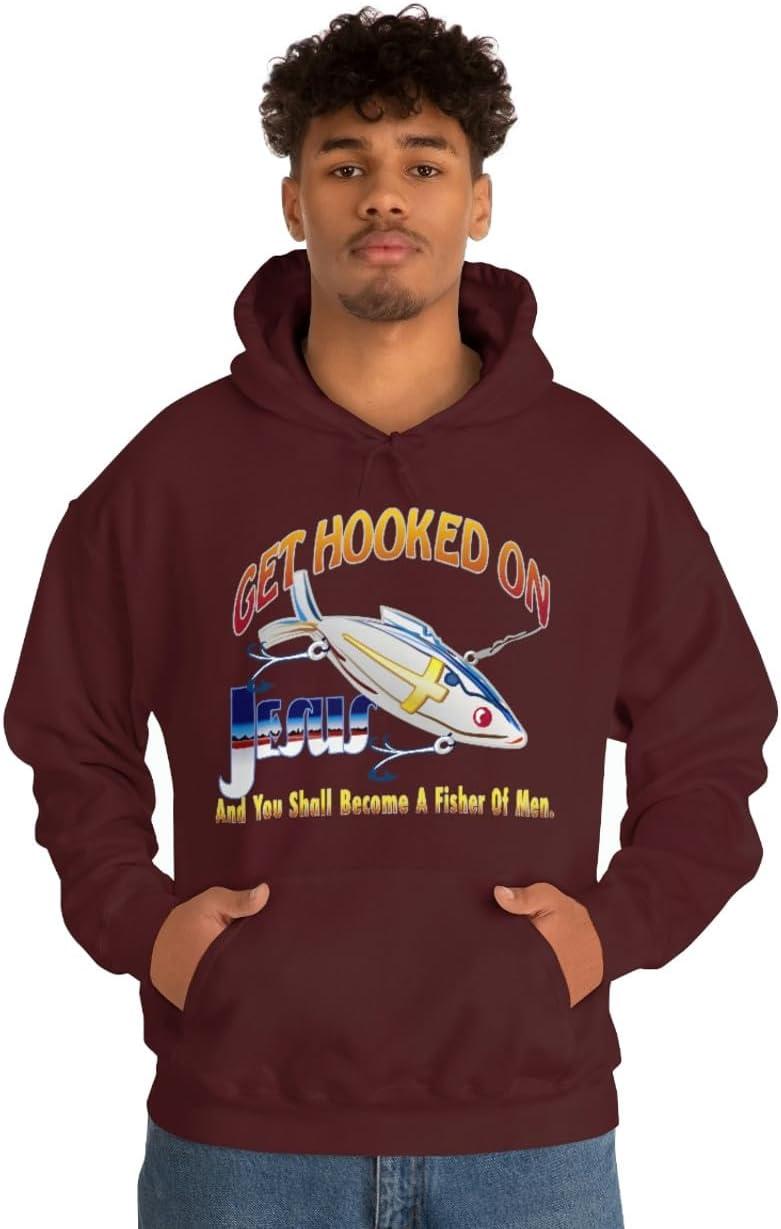 imageGet Hooked On Jesus Christian Hoodie SweatshirtMaroon