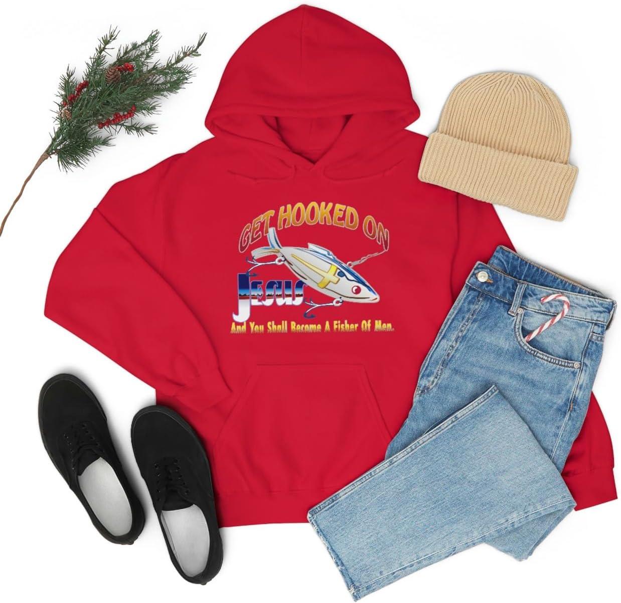 imageGet Hooked On Jesus Christian Hoodie SweatshirtRed