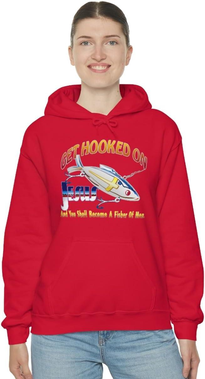 imageGet Hooked On Jesus Christian Hoodie SweatshirtRed