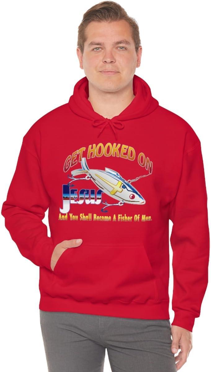 imageGet Hooked On Jesus Christian Hoodie SweatshirtRed