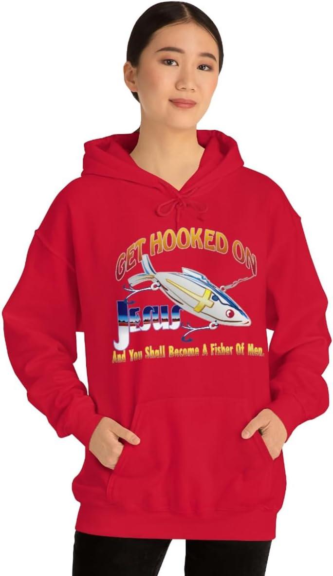imageGet Hooked On Jesus Christian Hoodie SweatshirtRed