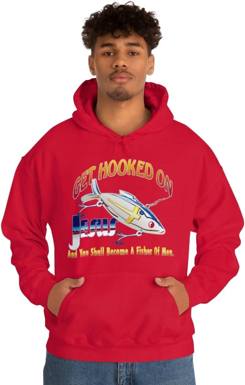 imageGet Hooked On Jesus Christian Hoodie SweatshirtRed