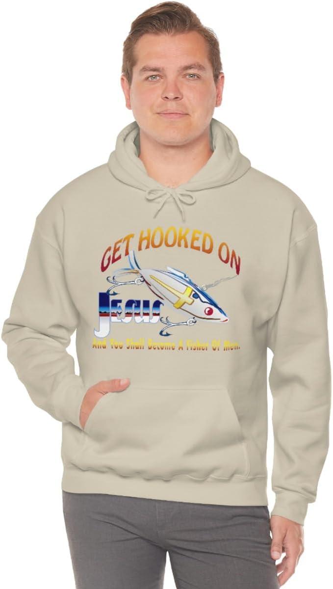 imageGet Hooked On Jesus Christian Hoodie SweatshirtSand