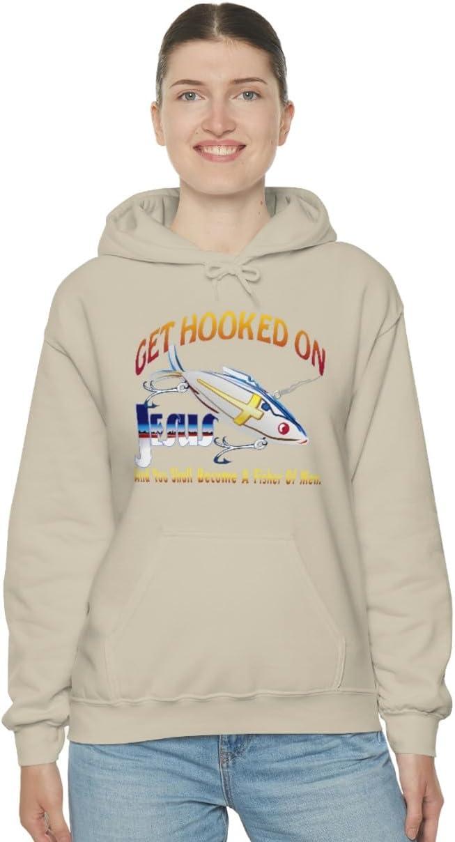 imageGet Hooked On Jesus Christian Hoodie SweatshirtSand